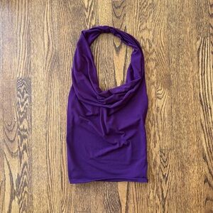 Deep Purple Halter Cowl Neck Top